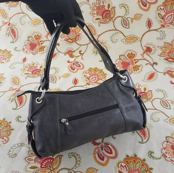 Vintage GIANNI CONTI Grey Leather Handbag - Picture 4 of 9